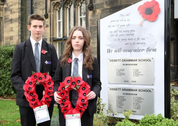 2,300 students at Ossett Academy hold a remembrance ceremony.