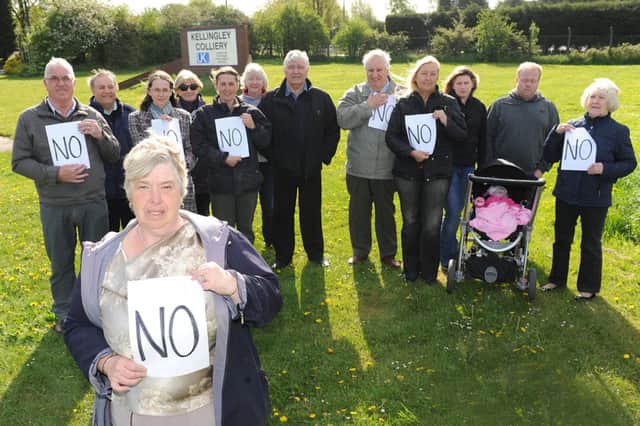 Residents protesting at Kellingley Colliery. Plans have been submitted for the construction of a 26MW incinerator which will burn up to 280,000 tons of waste.Front Sue Ackroyd.