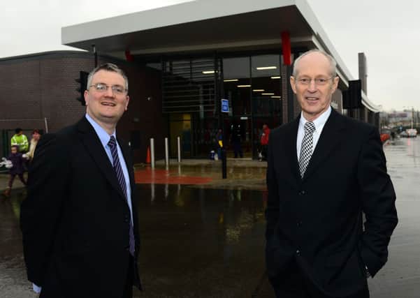 Coun Peter Box and Coun James Lewis view the completed work on refurbished Castleford Bus Station. Picture Scott Merrylees SM1007/12a