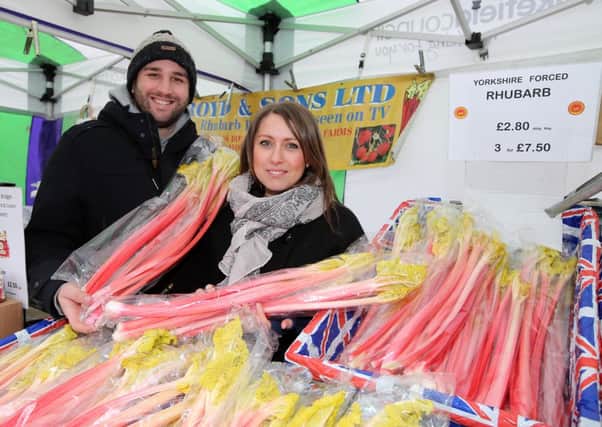 Wakefield's food, drink and rhubarb festival.
Vicky Davies and James Hulme from E Oldroyd and Sons