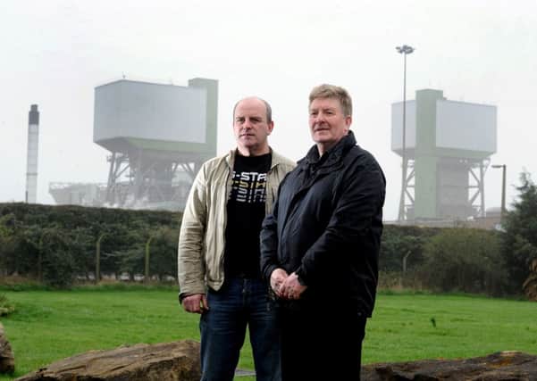 Keith Poulson and Keith Hartshorne, from the NUM, at Kellingley Colliery