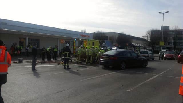 Emergency crews at Sainsbury's, Ings Road on April 2