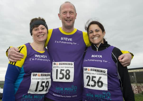 Picture by Allan McKenzie/YWNG - 120415 - Press - Ackworth Half Marathon - Ackworth, England - Laila Milly's Wendy & Steve Berry with Maya McCormack.