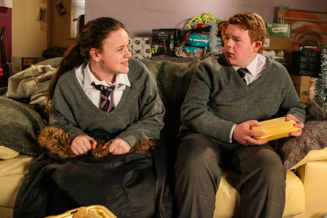 Colson Smith and Ellie Leach in Coronation Street. Picture courtesy of ITV Pictures