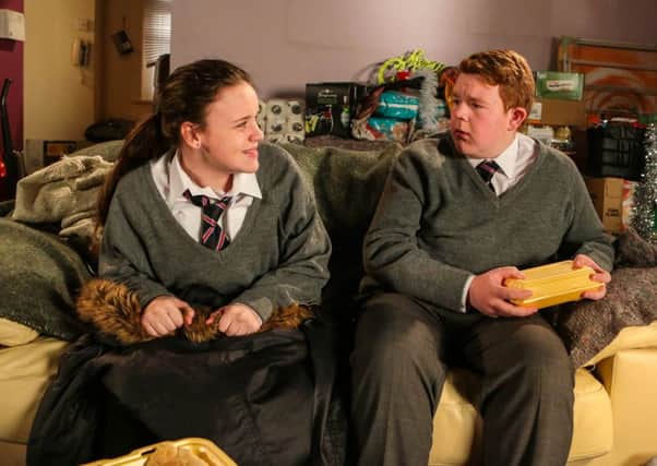 Colson Smith and Ellie Leach in Coronation Street. Picture courtesy of ITV Pictures