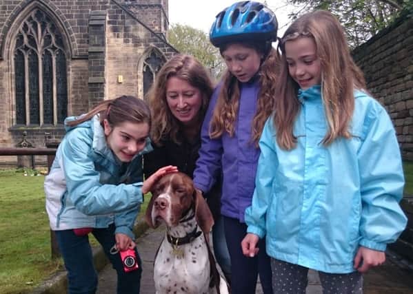 From left: Isabel Hodson, Jane Allott, Bradley the dog, Jessica Allott and Emily Hodson who were at St Helen's Sandal Magna Church to watch the Tour de Yorkshire.