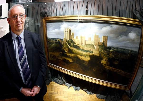 Coun Les Shaw with Alexander Keirincx's painting.