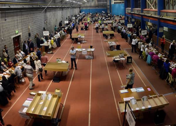 Newspaper: Express & Reporter Series.
Story: 2015 Local election count, Thornes Park Stadium, Wakefield, West Yorkshire.
Photo Date: 08/05/15
Photo Ref: AB027a0515