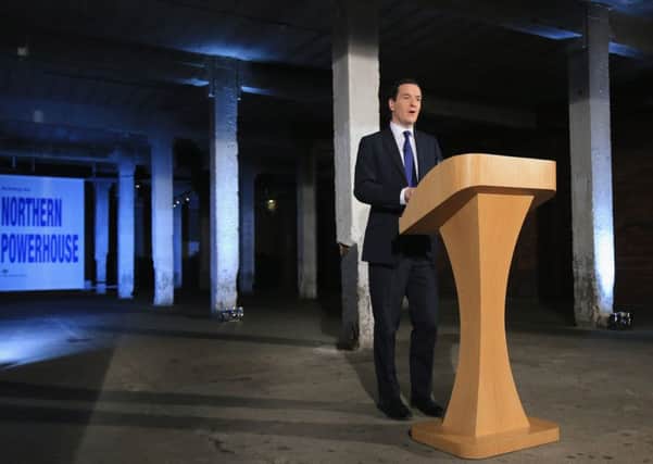 Chancellor George Osborne delivers his speech on the 'Northern Powerhouse' at the Victoria Warehouse in Trafford, Salford. Christopher Furlong/PA Wire