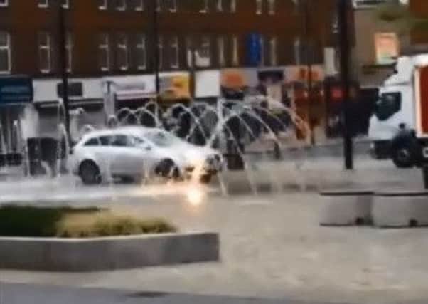 Police chase driver who used city centre fountain as car wash