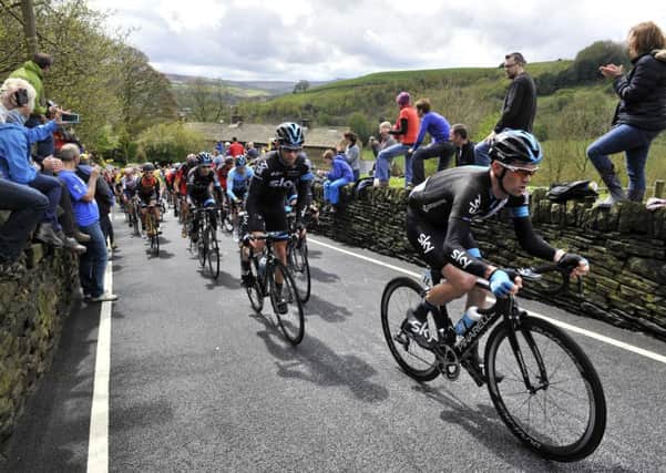 Team Sky  during the 2015 Tour de Yorkshire Stage 3 from Wakefield to Leeds. Picture Bruce Rollinson