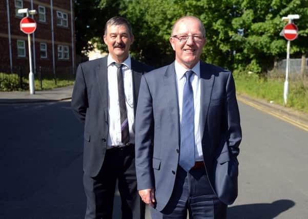 Newspaper: Wakefield Express.
Story: Wakefield council and West Yorkshire Combined Authority plan to spend £150k on transport improvements in and around Normanton.
Pictured are councillors Alan Wassell and David Dagger.
Photo Date: 11/06/15
Picture Ref: AB072b0615