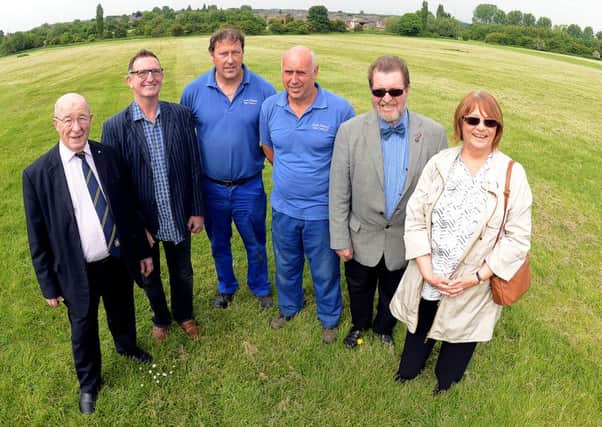 South Elmsall & South Kirkby town council have decided to cut the grass on the fields behind the old Moorthorpe swimming pool, as Wakefield Council are refusing to do it as part of the funding cuts.
L to R) Tom Allsopp, Charles Robinson, Clive Hitchinson, Kevin Ward, Peter Jordon, Lynne Whitehouse.
