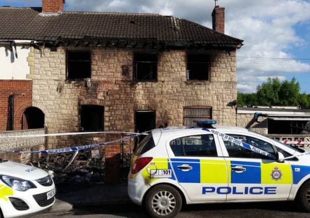The scene of a house fire on South Street, Havercroft - picture supplied by West Yorkshire Police.