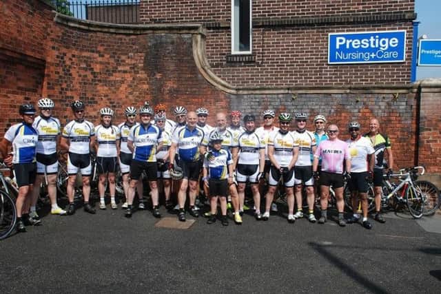 Andy Cooper with Team Cystic Fibrosis Cycling before his wedding