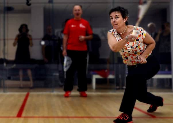 Newspaper: Wakefield Express.
Story: MP Mary Creagh gets in a quick game of squash at Wakefield Squash Club, before officially opening the new changing rooms paid for by the National Lottery.
Photo date: 09/07/15
Picture Ref: AB120a0715