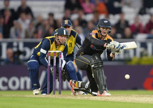 Yorkshire Vikings' Alex Lees on his way to 68 against Birmingham Bears. Picture: Anna Gowthorpe