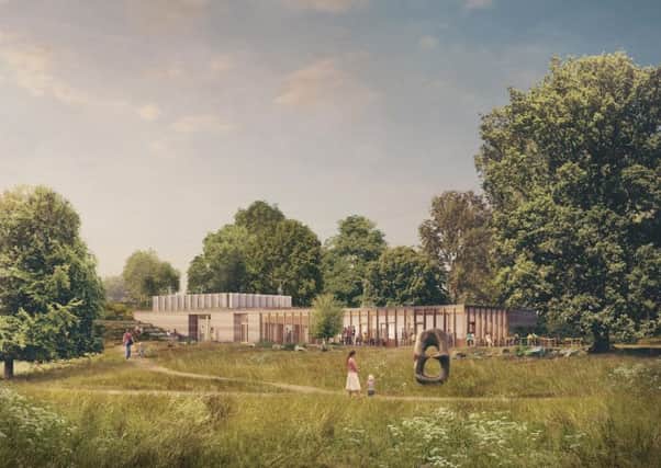 An artist's impression of what a new visitor centre at Yorkshire Sculpture Park would look like.
