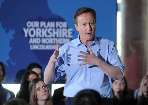 David Cameron pictured during his speech in Leeds.