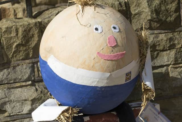 Picture by Allan McKenzie/YWNG - 26/09/15 - Press - Ossett Scarecrow Festival, Ossett, England - Humpty Dumpty at the Ossett Scarecrow Festival.