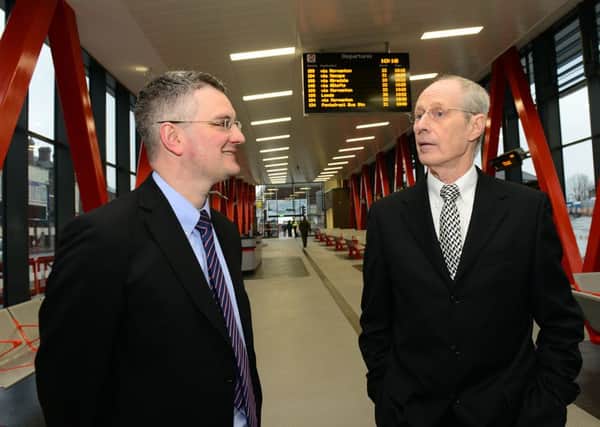 Wakefield Council leader Peter Box and Coun James Lewis at the refurbished Castleford Bus Station.