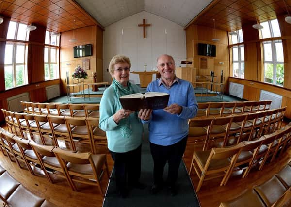 Preperations are underway for the 2015 Pontefract music festival.
Picture: Organisers Norman Dale and Prue Robertson pictured inside Central Methodist church, Pontefract, which will be the main venue / stage for the event.
p306a440