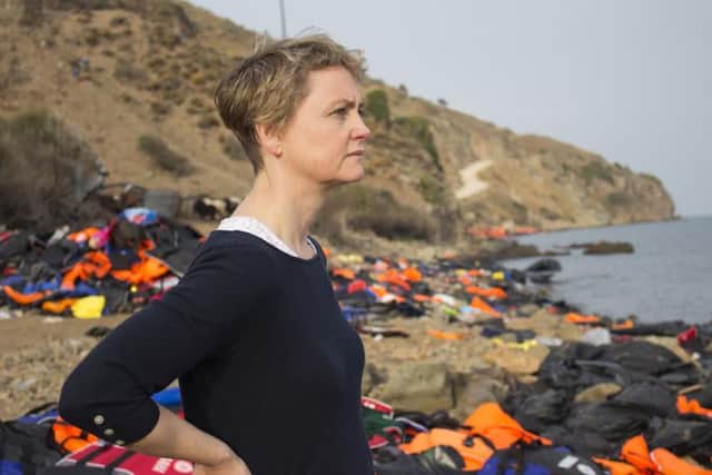 Yvette Cooper on the island of Lesbos where up to 7,000 refugees arrive every day.