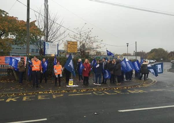 Strike at St Wilfrid's Catholic High School, Featherstone. Picture courtesy of Sally Kincaid (@littleredsal)