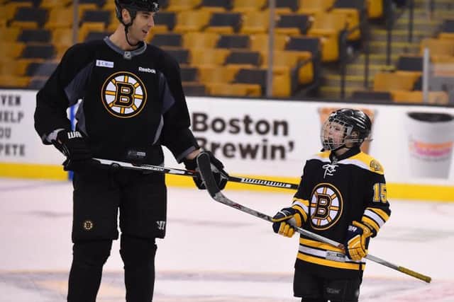 Liam Watson pictured training with the Boston Bruins.