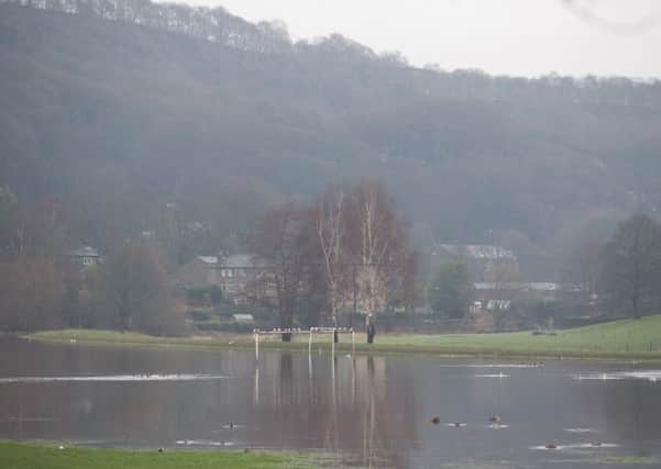 Brearley Playing fields still flooded, after Saturday's heavy rains in Mytholmroyd