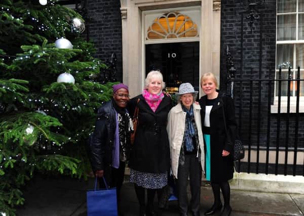 Grace Adebowale, Julie Marshall, Doris Woods and Hilary Thompson at Downing Street