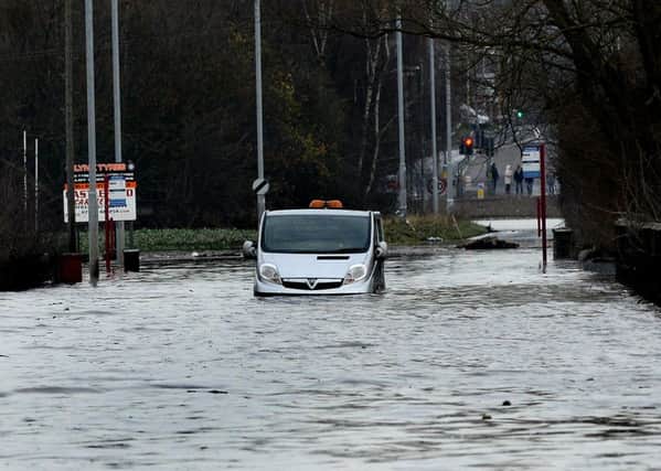 The A656 Barnsdale Road submerged after the River Aire burst its banks.