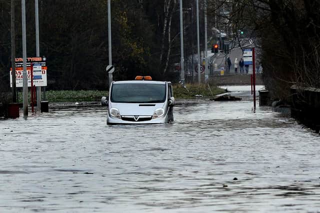 A656 Barnsdale Road submerged after the River Aire burst its banks.