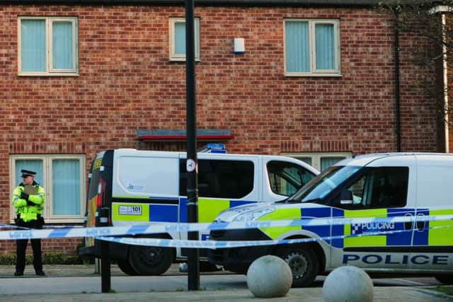 Polece forensic officers at the scene at Beeston Way in Allerton Bywater. PIC: Jonathan Gawthorpe