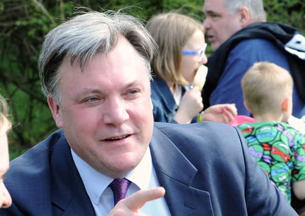 Ed Balls and Labour's Sherwood candidate Leonie Mathers chat with owners of the White Post Farm, Simon Rouse and Rebecca Allott.