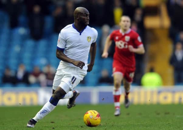 Souleymane Doukara, who tried hard in vain to score for Leeds United against Nottingham Forest.