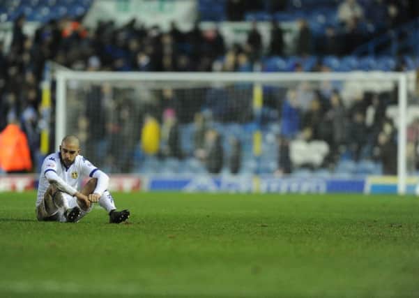 Leeds United's Giuseppe Bellusci looks dejected at the end of the match against Nottingham Forest.
