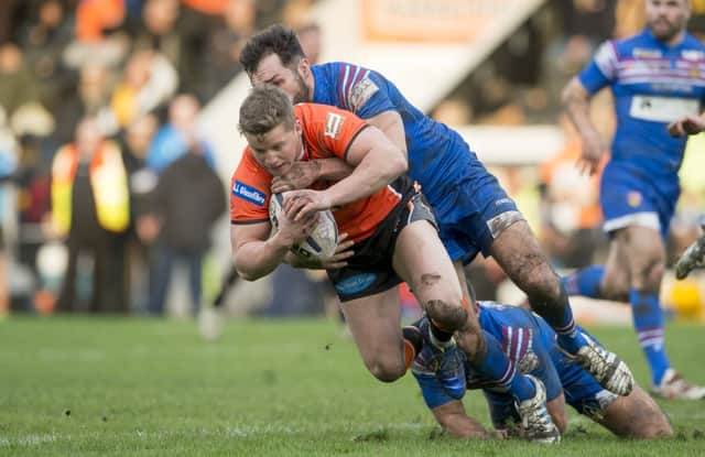 Adam Milner, who went over for a try for Castleford against Wakefield.