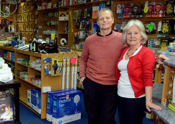 Newspaper: Wakefield Express.
Story: Kevin Crossley - owner of Crossley Spare Parts in Wakefield, is retiring from the family business 40 years. Pictured: Kevin & Carol Crossley.
Reporter: Michael Muncaster.
Photographer: Andrew Bellis.
Photo date: 29/02/16
Picture Ref: AB074a0216