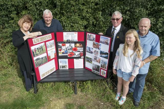 Picture by Allan McKenzie/YWNG - 25/08/15 - Press - Featherstone WW1 Memorial - Huntwith Lane, Featherstone, England - Cllr's Margaret & Graham Isherwood with Cllr John Wright, Harriet Vickers-Pearson & Cllr Steve Vickers.