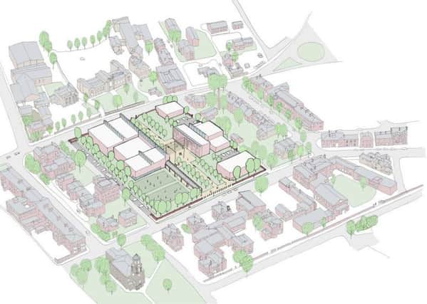Artist impression of option 1 for Clayton Hospital (demolish all current buildings).