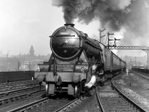 Flying Scotsman  leaving Leeds station in 1956