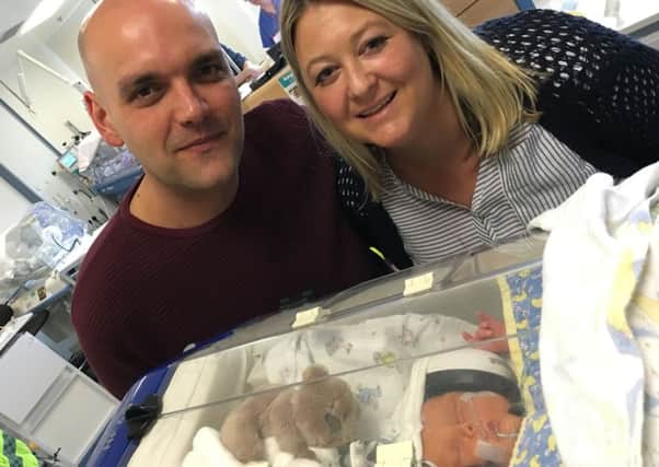 Baby Alistair James Beman gave his parents a surprise when he arrived eight weeks early as they holidayed in Scotland.