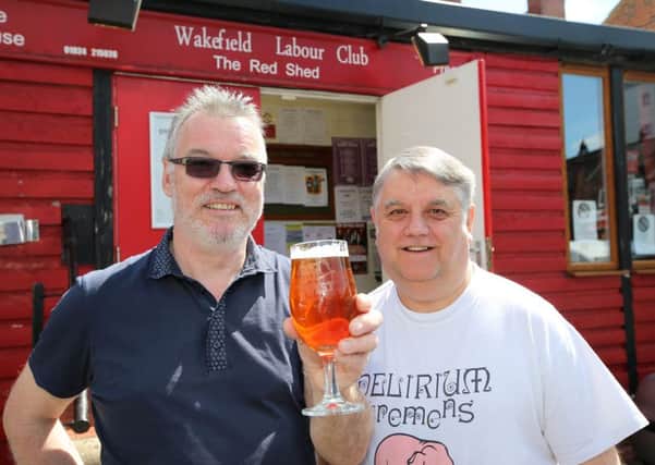 ALE BATTLE:  Red Shed president George Denton, right, and  brewer Malcolm Bastow prepare for East vs West Fest.