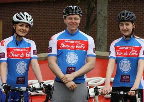 GOT BOTTLE:  Aprentices Polly Hetherington, left,  Harry Ainsworth and Caitlin Simper are riding the Tour de Coke.