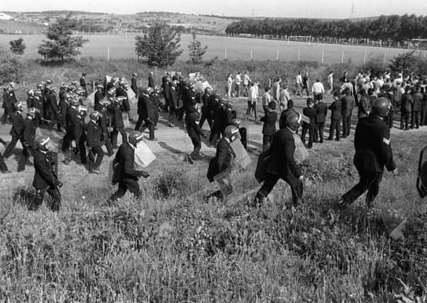 Miners and police officers at Orgreave during the miners' strike of 1984