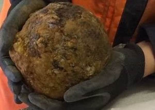 One of the large cannon balls found at the site.