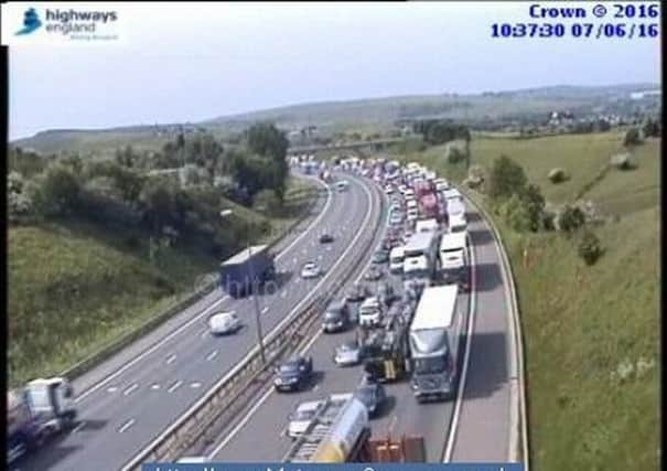 Traffic is building on the M62.