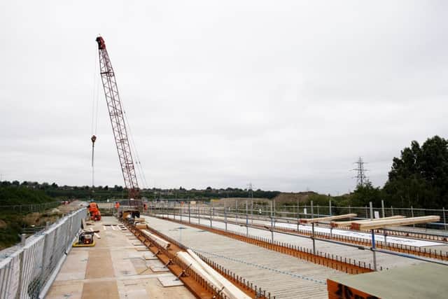 Construction of Wakefield Eastern Relief Road with new road and rail bridge.