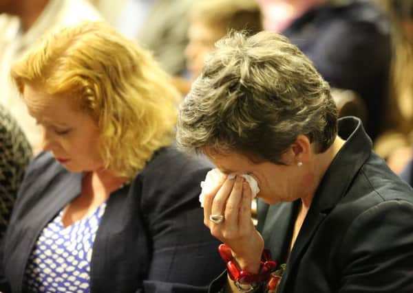 Picture shows MP for Wakefield Mary Creagh (right) attending a vigil for MP Jo Cox in St. Peter's Church, Birstall, 8pm, June 16 2016. The MP was pronounced deceased after an earlier shooting in the town centre. Image: RPY